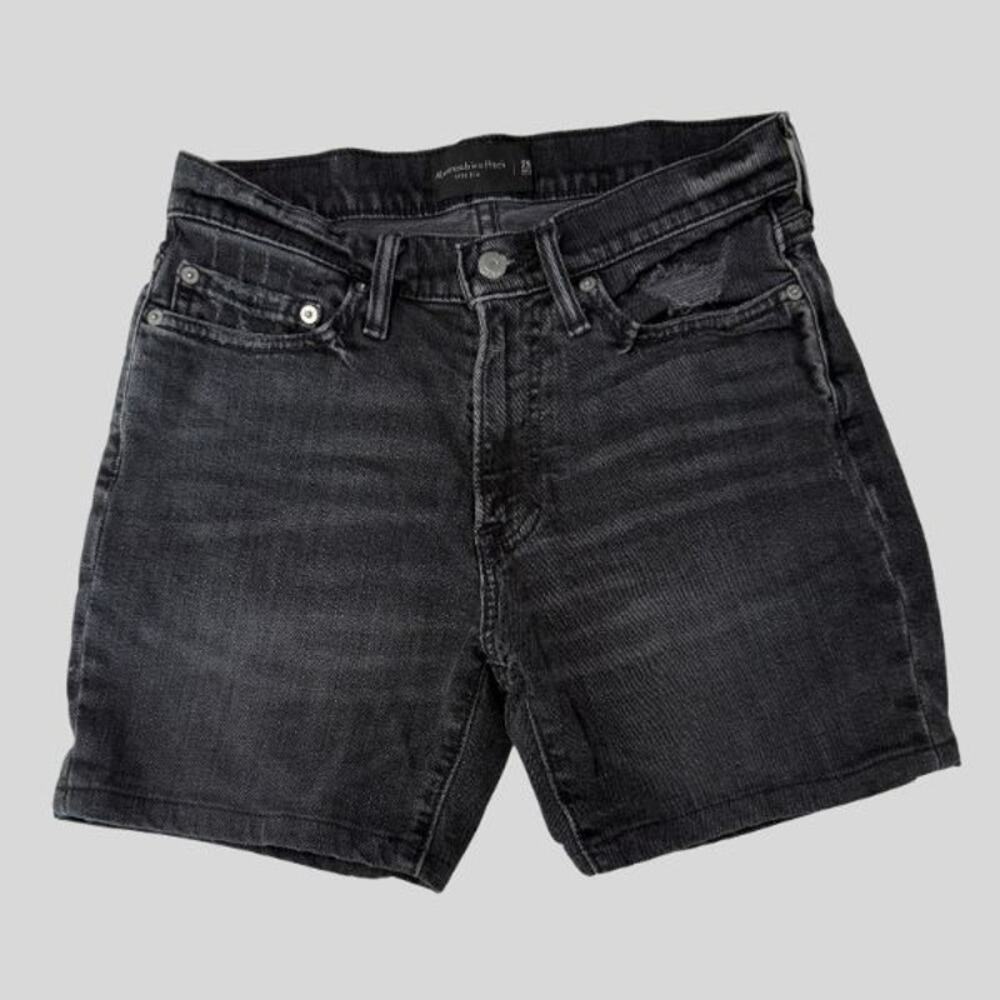 Abercrombie & Fitch Distressed Black Denim Shorts - Mid-Length - Size 29